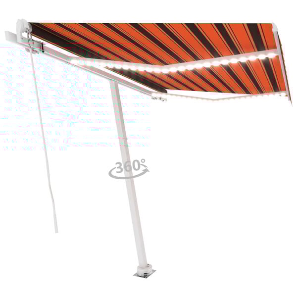 vidaXL Auvent manuel r&eacute;tractable avec LED 300x250 cm Orange et marron