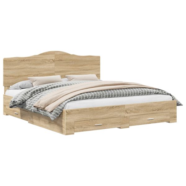 vidaXL Cadre de lit Ch&ecirc;ne Sonoma 180 x 200 cm Bois d'ing&eacute;nierie