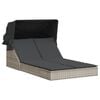 vidaXL Chaise longue double avec auvent et coussins gris clair rotin