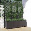 vidaXL Jardini&egrave;re de jardin avec treillis Noir 120 x 40 x 136 cm PP
