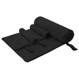 vidaXL Set de serviettes de sport 3 pcs Noir Polyester et Polyamide