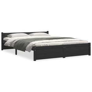 vidaXL Cadre de lit sans matelas noir bois massif 150x200 cm