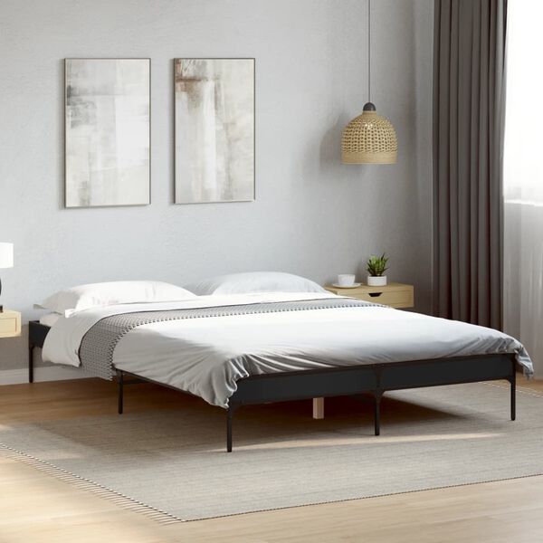 vidaXL Cadre de lit sans matelas noir 150x200 cm