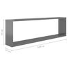 vidaXL &Eacute;tag&egrave;res cube murales 4 pcs Gris brillant 100x15x30 cm