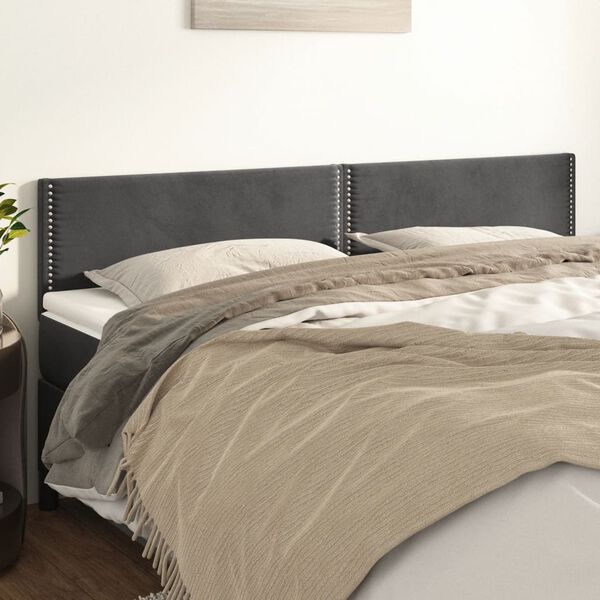 vidaXL T&ecirc;tes de lit Gris fonc&eacute; 160x5x78/88 cm Velours