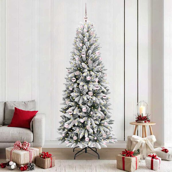 vidaXL Sapin de No&euml;l artificiel avec 300 LED avec support Blanc 210 cm
