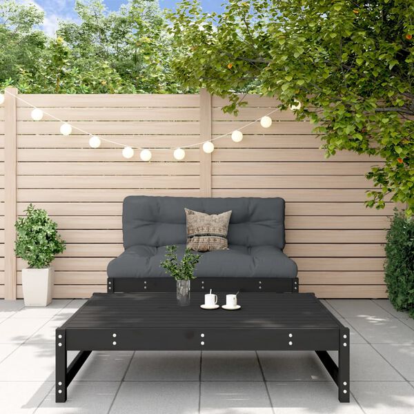 vidaXL Salon de jardin 2 pcs avec coussins noir bois massif