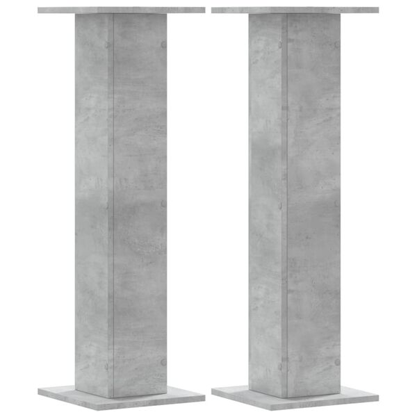 vidaXL Supports de haut-parleurs 2 pcs gris b&eacute;ton bois d'ing&eacute;nierie