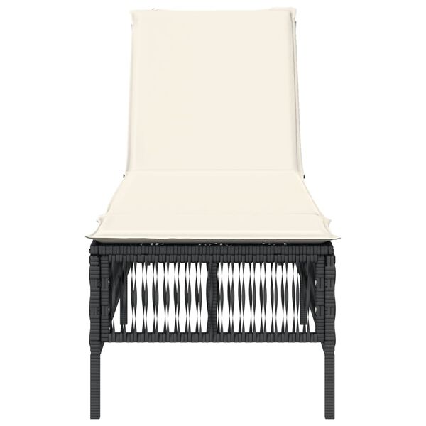vidaXL Chaise longue avec coussin noir r&eacute;sine tress&eacute;e