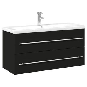 vidaXL Armoire lavabo de salle de bain avec bassin int&eacute;gr&eacute; noir
