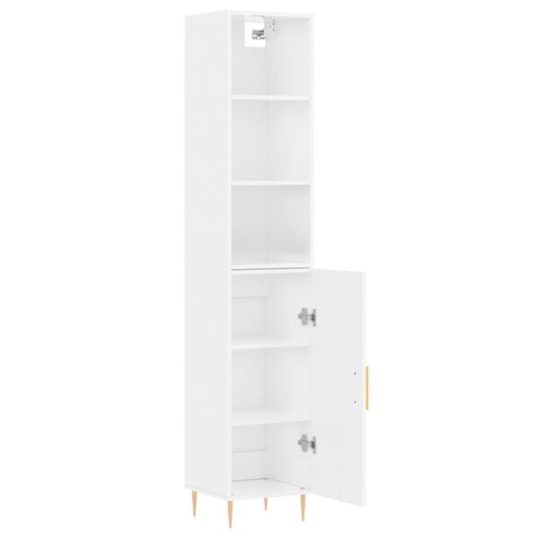 vidaXL Buffet haut Blanc brillant 34,5x34x180 cm Bois d'ing&eacute;nierie