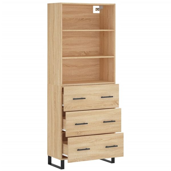 vidaXL Buffet haut Chêne sonoma 69,5x34x180 cm Bois d'ingénierie