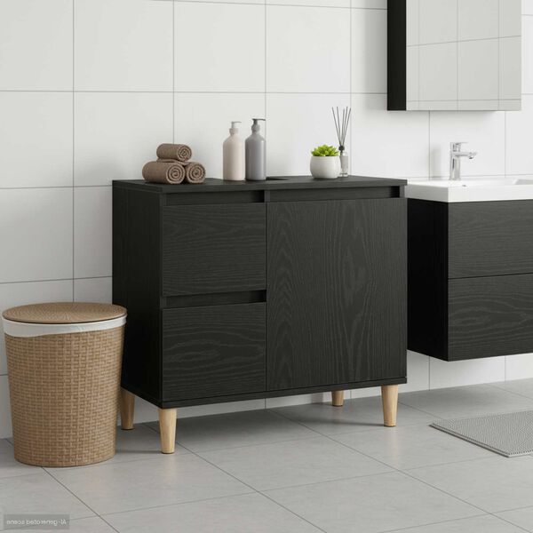 vidaXL Cabinet de salle de bain avec tiroir Chêne noir 65 x 33 x 60 cm