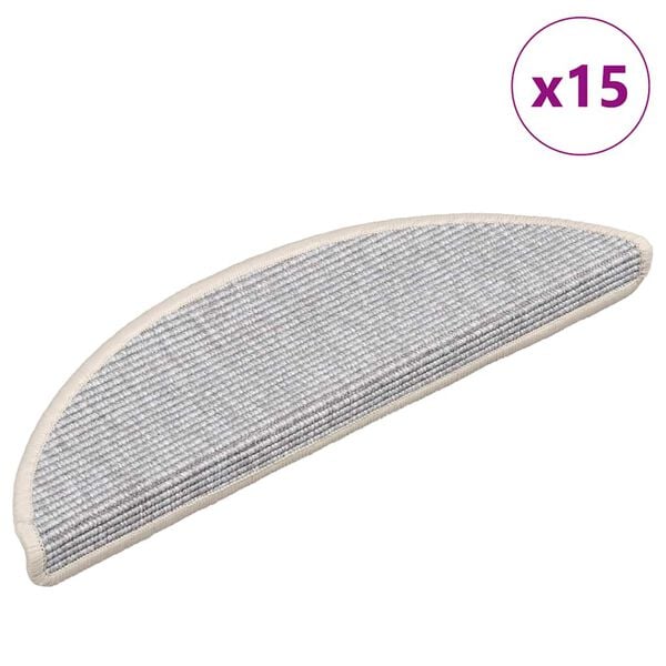 vidaXL Tapis d'escalier 15 pi&egrave;ces 56 x 17 x 3 cm Argent Demi-rond