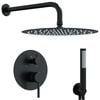 vidaXL Syst&egrave;me de Douche Encastr&eacute; (Rond) Noir Acier Inoxydable 201