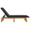 vidaXL Chaise longue avec coussin R&eacute;sine tress&eacute;e/bois massif d'acacia