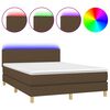 vidaXL Sommier &agrave; lattes de lit matelas et LED Marron fonc&eacute; 140x190 cm