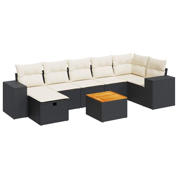 vidaXL Salon de jardin 8 pcs avec coussins noir r&eacute;sine tress&eacute;e