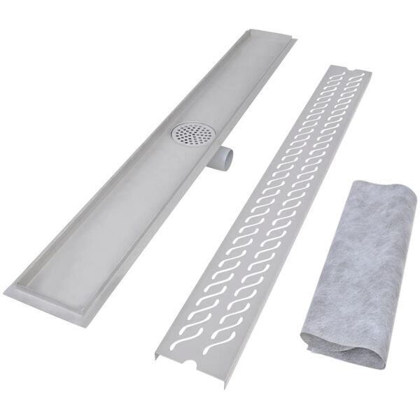 vidaXL Drain de douche lin&eacute;aire 2pcs Vague 1030x140mm Acier inoxydable