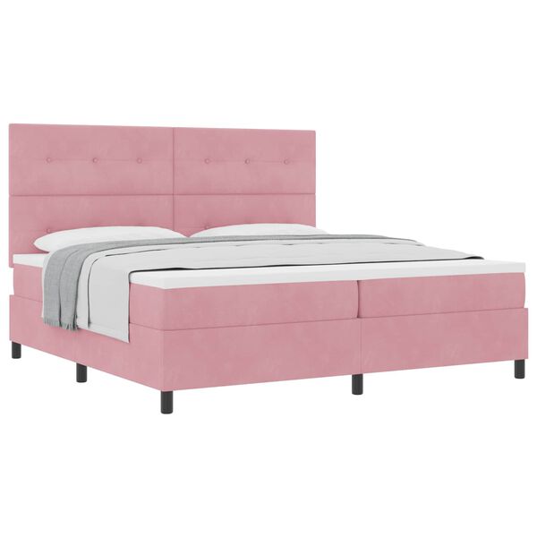 vidaXL Lit &agrave; ressorts avec matelas Rose 200 x 200 cm tissu