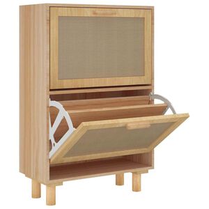 vidaXL Armoire &agrave; chaussures Marron 52x25x80 cm Bois d'ing&eacute;nierie/rotin