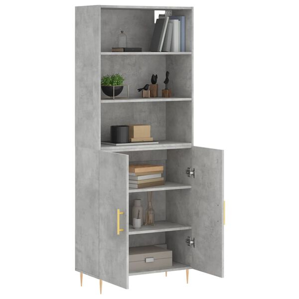 vidaXL Buffet haut Gris b&eacute;ton 69,5x34x180 cm Bois d'ing&eacute;nierie