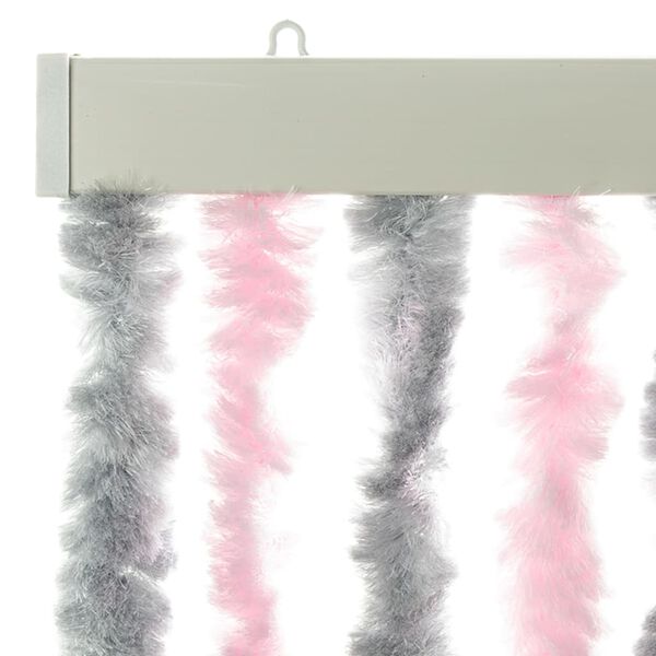 vidaXL Rideau anti-mouches gris argent&eacute; et rose 100x220 cm chenille
