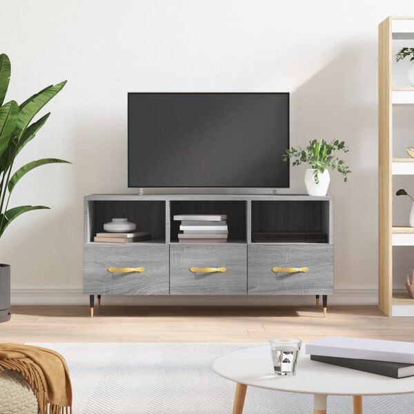 vidaXL Meuble TV sonoma gris 102x36x50 cm bois d'ing&eacute;nierie