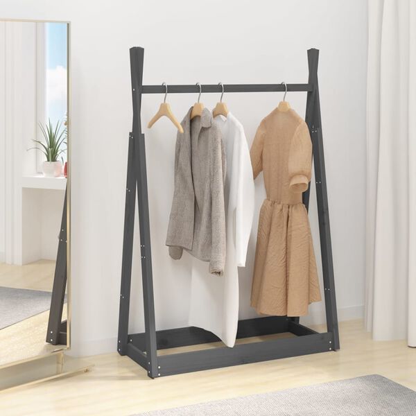 vidaXL Porte-v&ecirc;tements Gris 100x45x150 cm Bois de pin massif