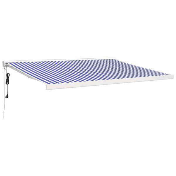 vidaXL Auvent r&eacute;tractable bleu et blanc 4,5x3 m tissu et aluminium