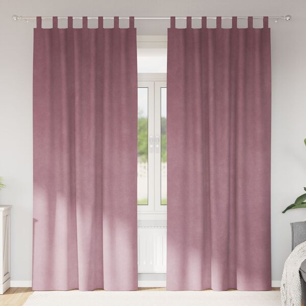 vidaXL Rideaux occultants 2 pcs Rose fonc&eacute; 140 x 245 cm Velours