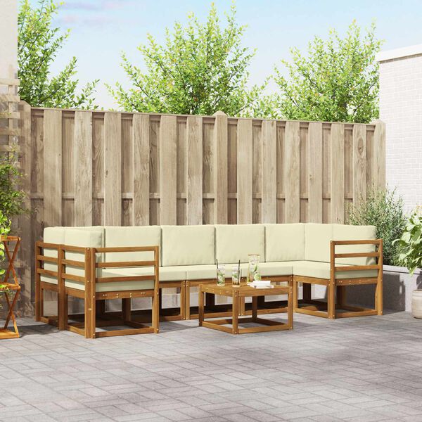 vidaXL Ensemble de canap&eacute;s d'ext&eacute;rieur 8 pcs Naturel et Cr&egrave;me