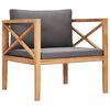 vidaXL Chaise de jardin avec coussins gris Bois de teck solide