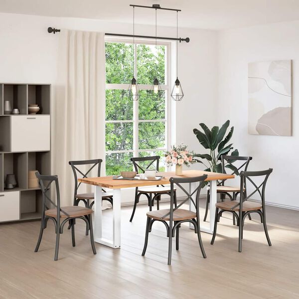 vidaXL Pieds de table &agrave; manger en U, 2 pi&egrave;ces, blanc, 50 x (72-73) cm, acier