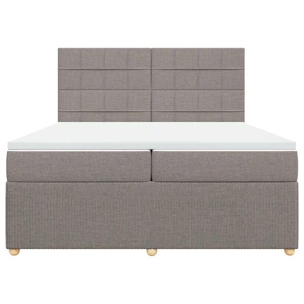vidaXL Sommier &agrave; lattes de lit avec matelas Taupe 200x200 cm Tissu
