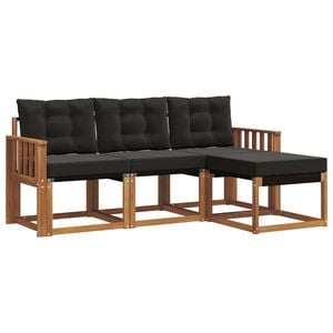 vidaXL Ensemble de canap&eacute;s d'ext&eacute;rieur 4 pcs Naturel et Noir