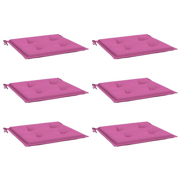 vidaXL Coussins de chaise de jardin lot de 6 rose 40x40x4 cm tissu