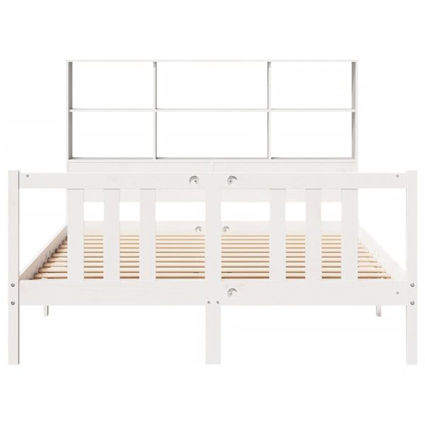 vidaXL Lit biblioth&egrave;que sans matelas blanc 160x200 cm bois pin massif