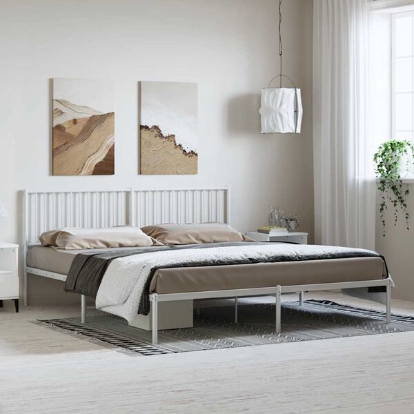 vidaXL Cadre de lit métal sans matelas et tête de lit blanc 183x213 cm