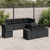vidaXL Salon de jardin 8 pcs avec coussins noir r&eacute;sine tress&eacute;e