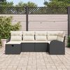 vidaXL Ensemble de canapé de jardin avec coussin 6 pcs Noir Poly rotin