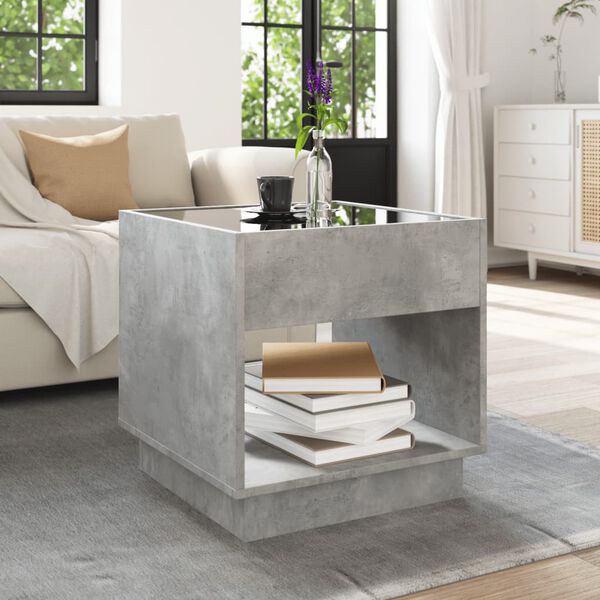 vidaXL Table basse avec LED infini gris béton 50x50x50 cm