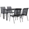 vidaXL Ensemble &agrave; manger de jardin 5 pcs noir textil&egrave;ne et acier