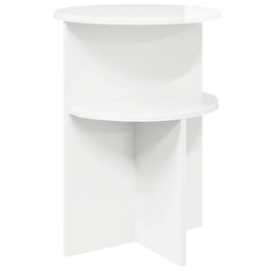 vidaXL Table d'appoint Blanc brillant &Oslash; 39,5 x 55 cm Bois d'ing&eacute;nierie