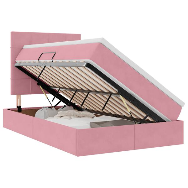 vidaXL Lit avec rangement et matelas Rose 120 x 190 cm Velours