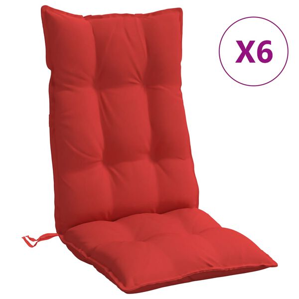vidaXL Coussins de chaise &agrave; dossier haut lot de 6 rouge tissu oxford