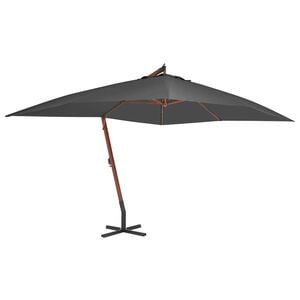 vidaXL Parasol de jardin en porte-&agrave;-faux avec m&acirc;t en bois anthracite