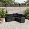 vidaXL Salon de jardin 5 pcs avec coussins noir r&eacute;sine tress&eacute;e