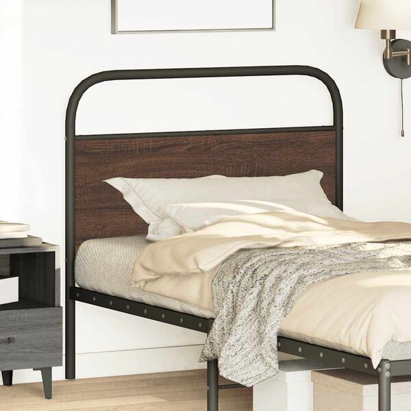 vidaXL T&ecirc;te de lit ch&ecirc;ne marron 100 cm acier et bois d'ing&eacute;nierie