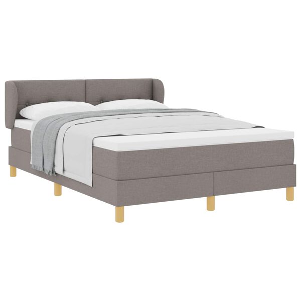 vidaXL Lit &agrave; ressorts avec matelas Taupe 140 x 190 cm tissu